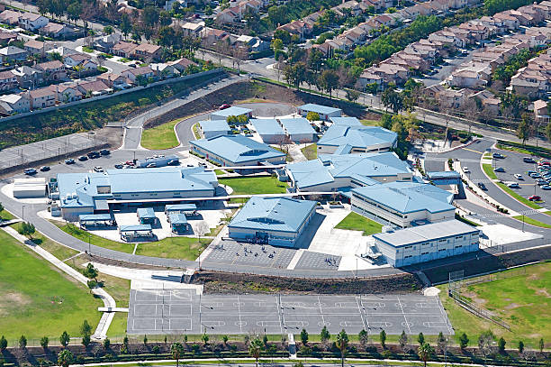 Aerial view of a neighborhood with parks and schools, showcasing local expertise.